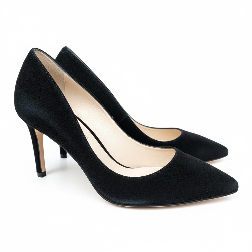 Rene Caovilla Black Suede Pointed Toe Heels Pumps Office Career Capsule-35 ~ US5